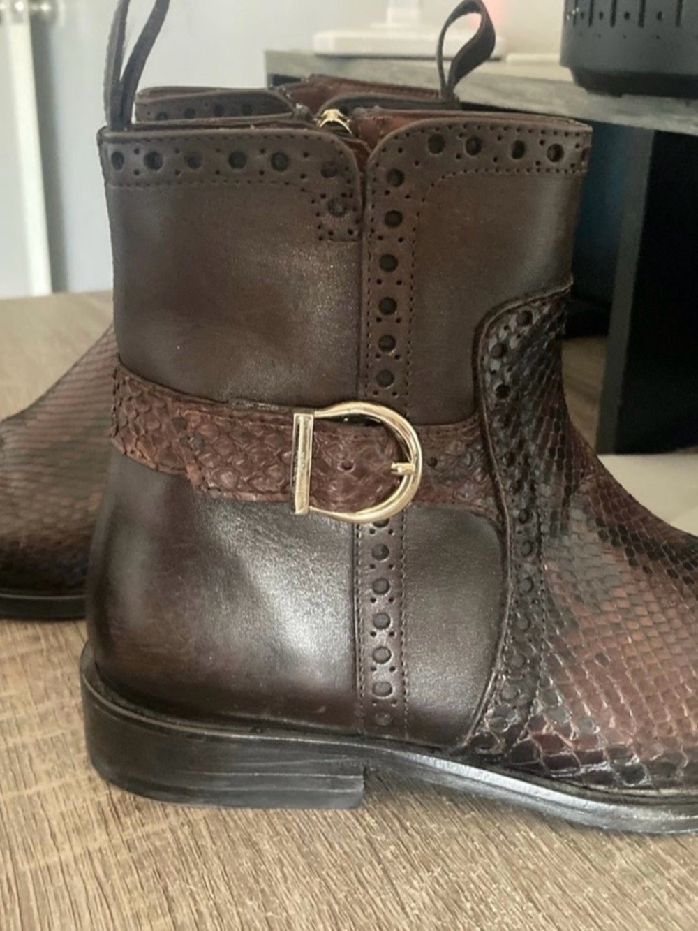 Women's Brown Buckle Ankle Booties